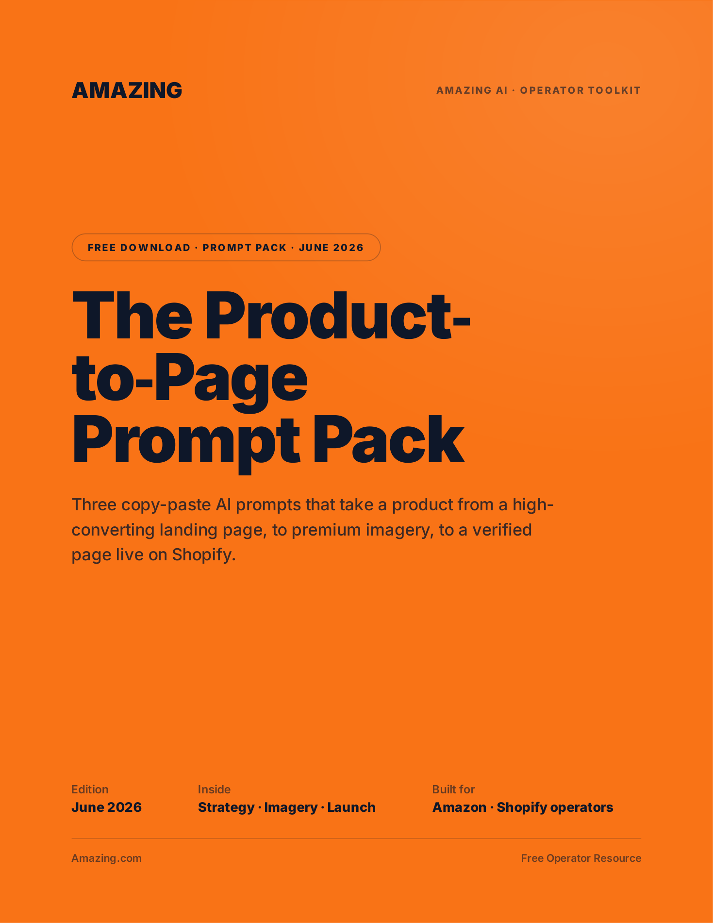 The Amazing AI Product-to-Page Prompt Pack cover.
