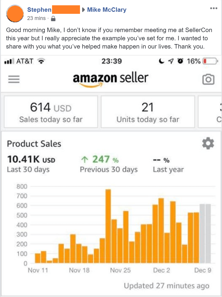 Amazing Selling Machine student results.