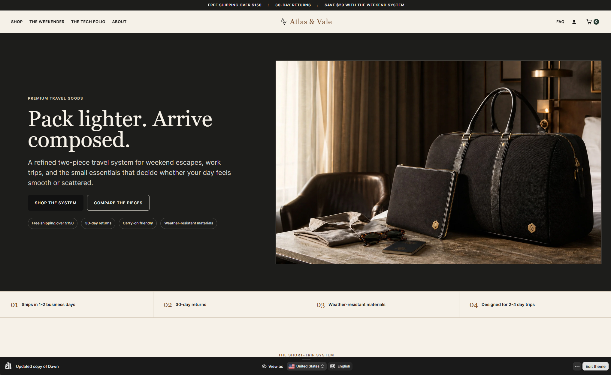 Example Shopify storefront created with our store-building tools.